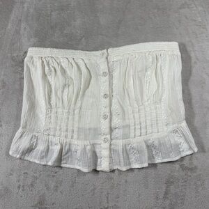 Free People White Strapless Crop Top